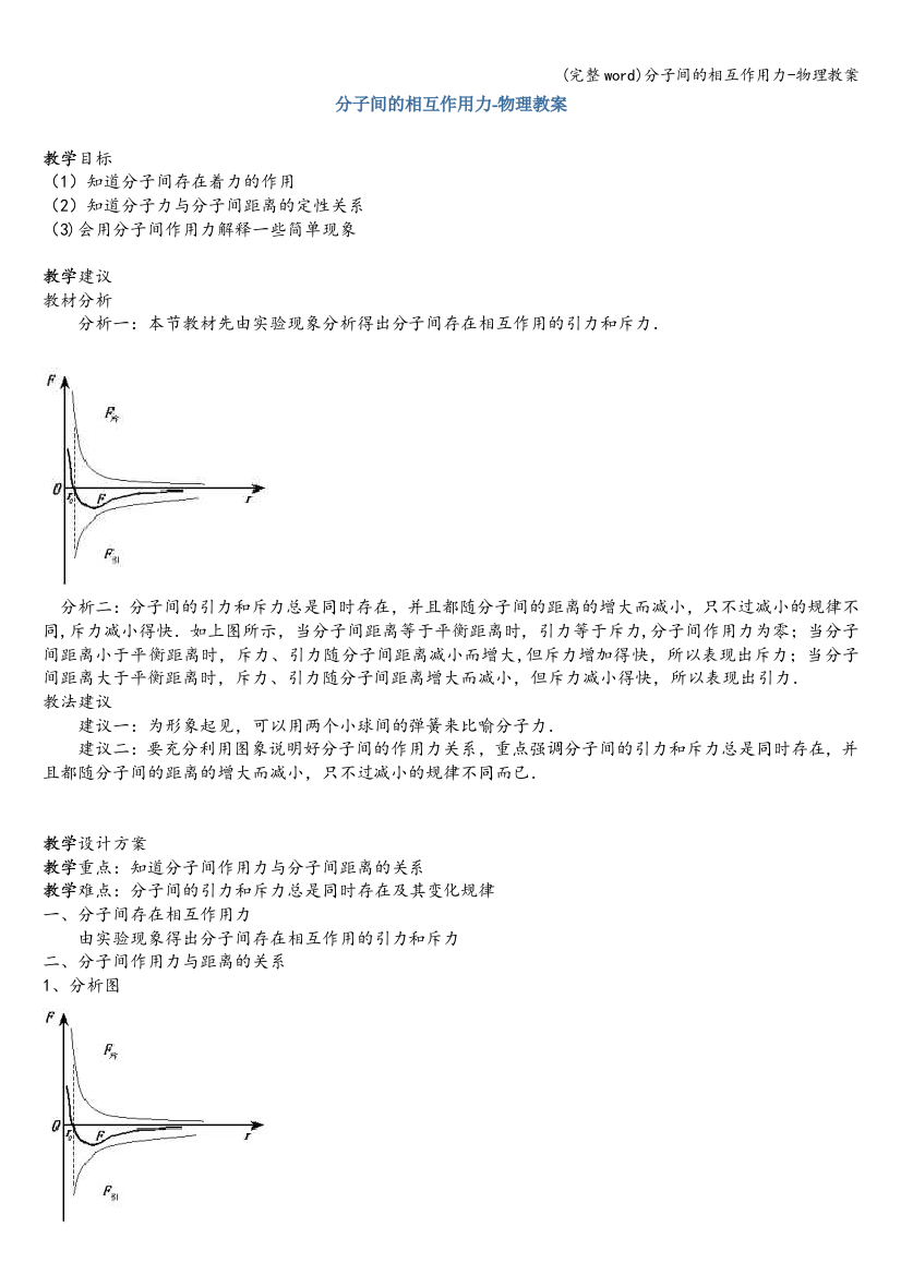 分子间的相互作用力-物理教案