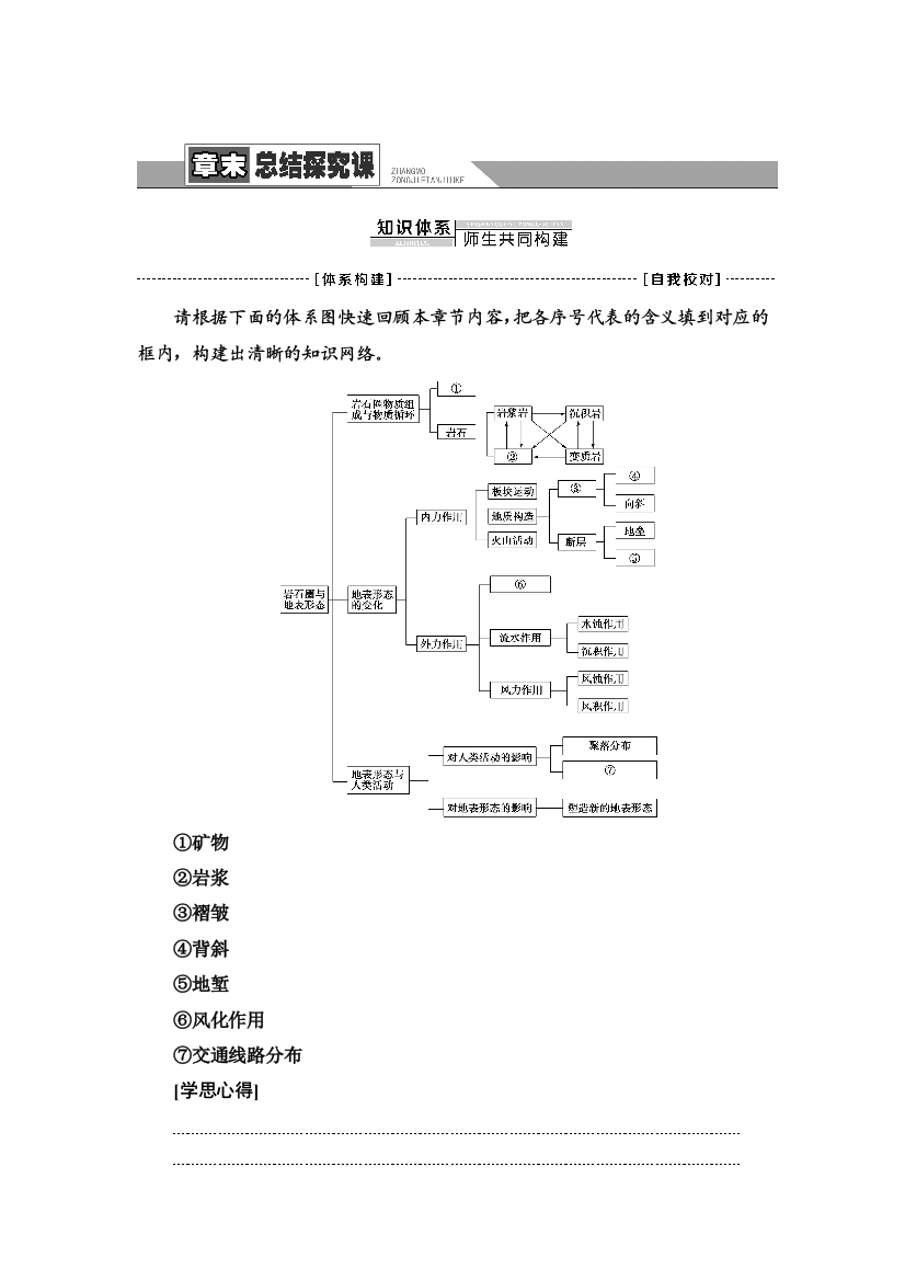 2021-2022同步新教材湘教版地理选择性必修1学案：第二章　岩石圈与地表形态