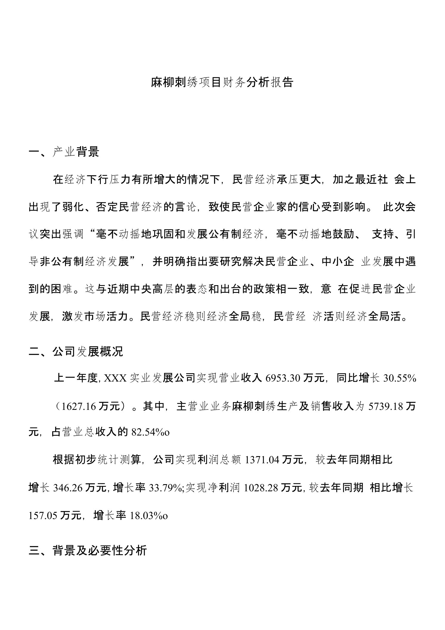 麻柳刺绣项目财务分析报告