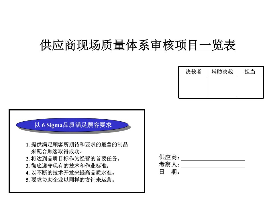 供应商现场质量体系审核项目(PPT13)-品质管理