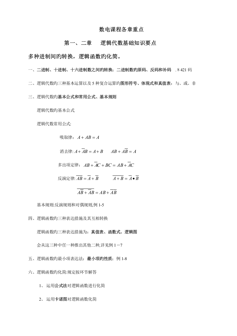 2023年数字电子技术基础第五版期末知识点总结