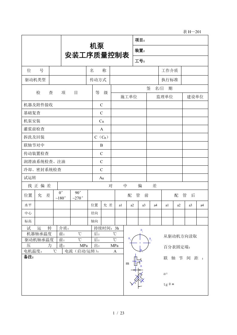 化工设备安装交工资料表格[1]