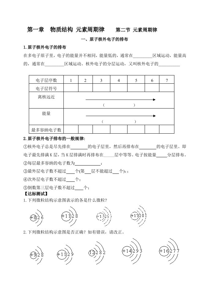 人教版必修2第1章第2节元素周期律全部学案