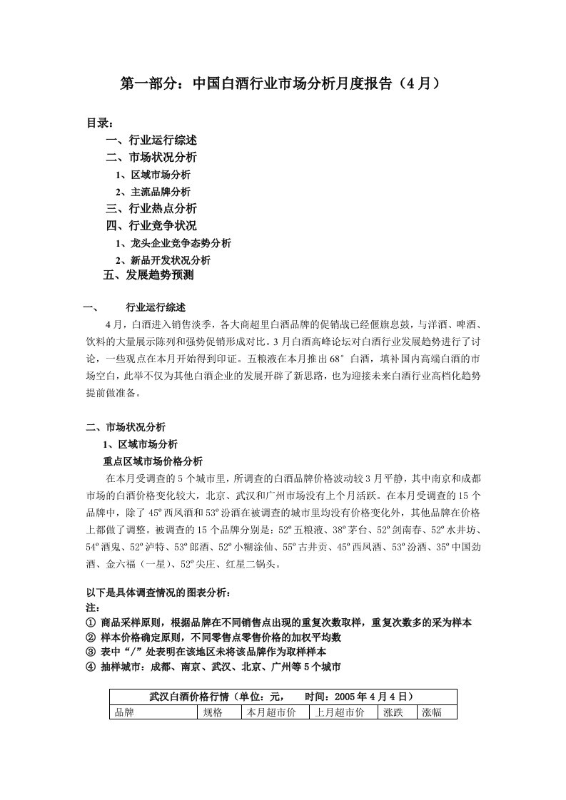 中国白酒行业市场分析月度报告（4月）.DOC