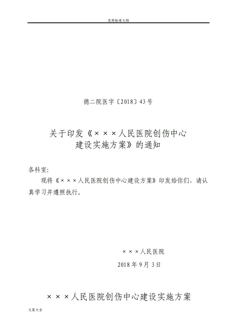 创伤中心建设方案设计文件资料