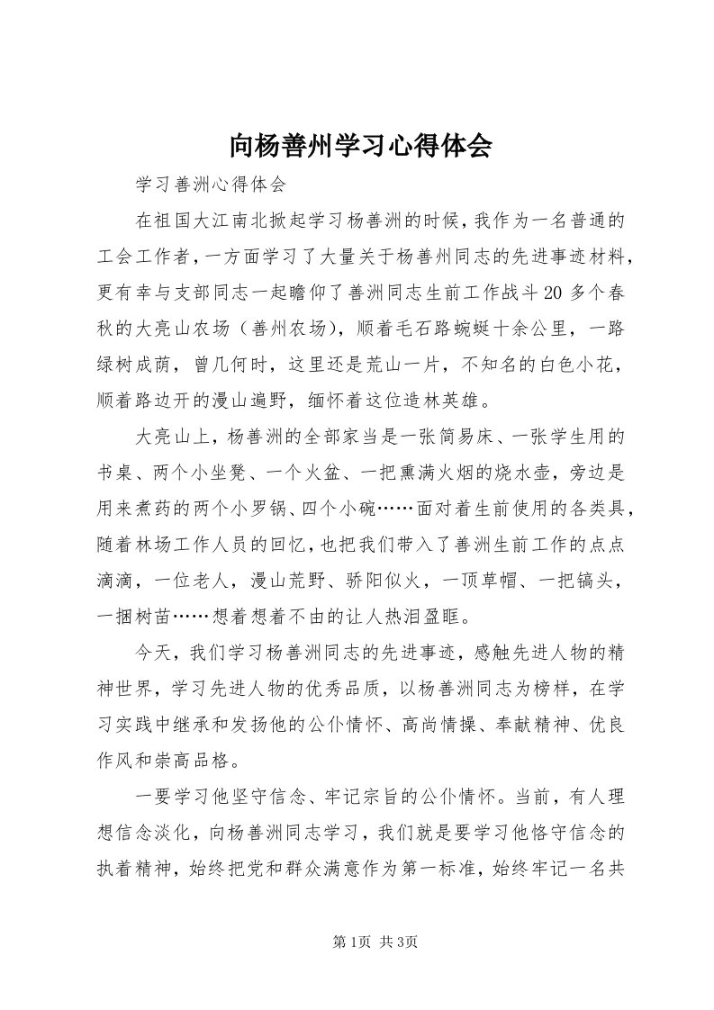 6向杨善州学习心得体会