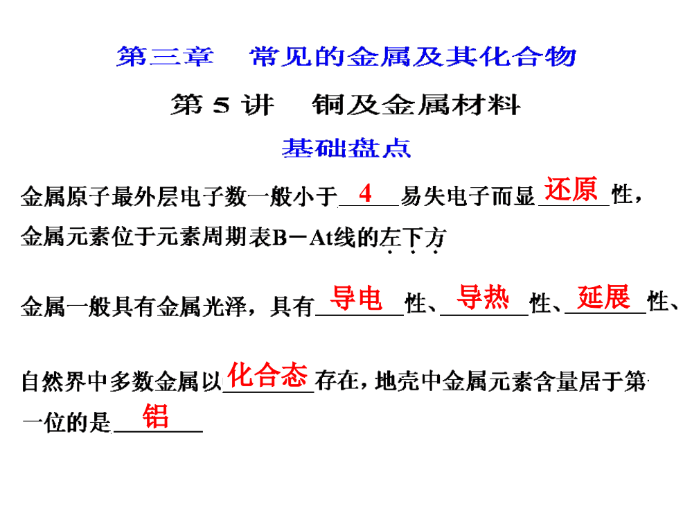 2013化学一轮复习课件：第三章第5讲铜及金属材料