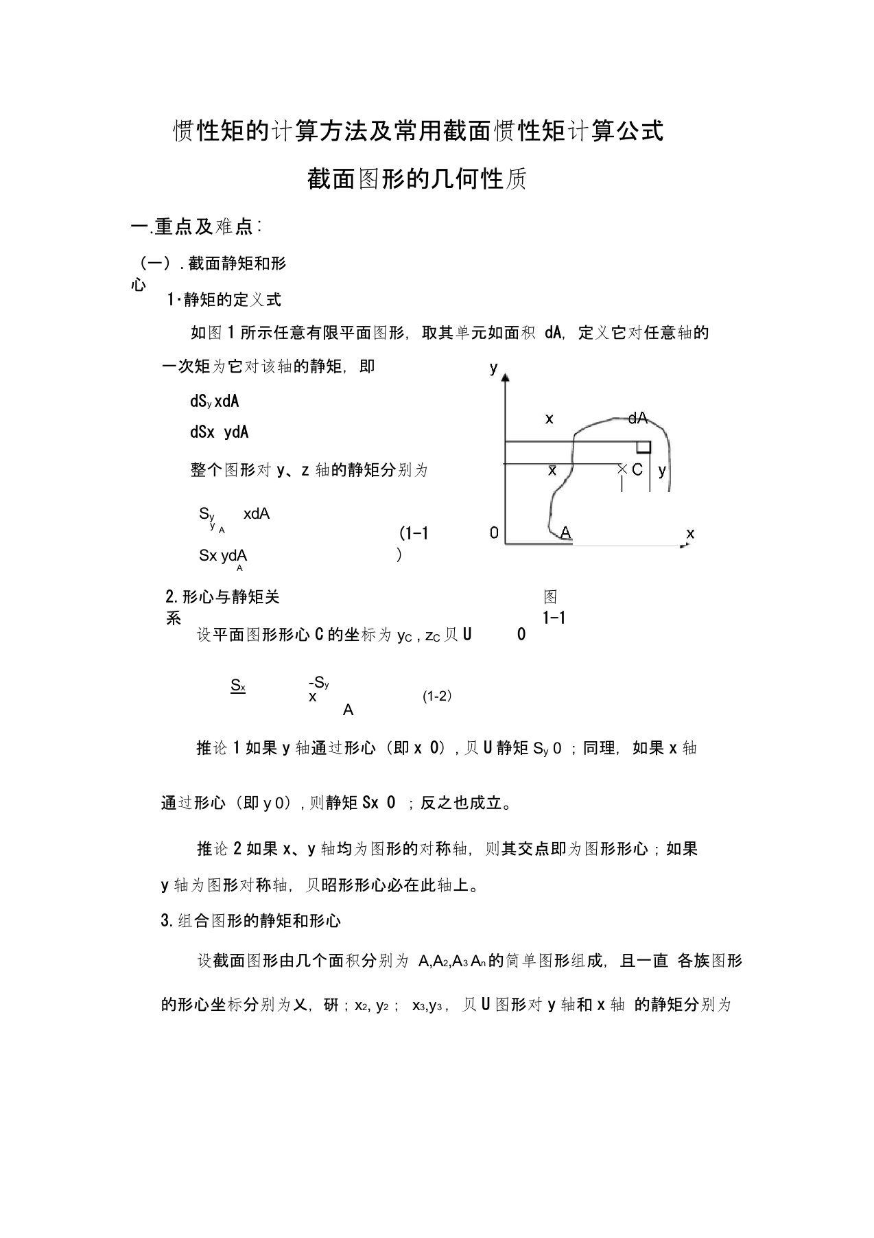 (完整版)惯性矩的计算方法及常用截面惯性矩计算公式