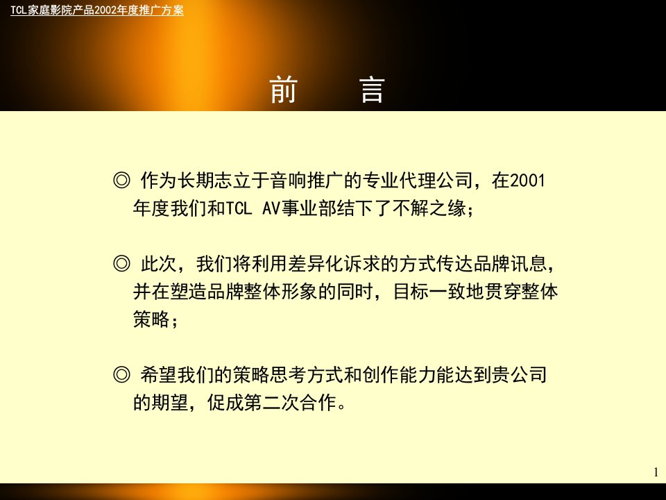 TCL家庭影院产品2002年度推广方案