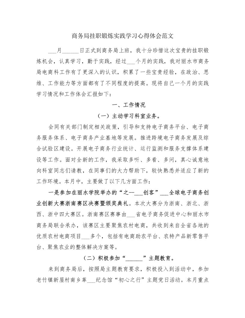 商务局挂职锻炼实践学习心得体会范文