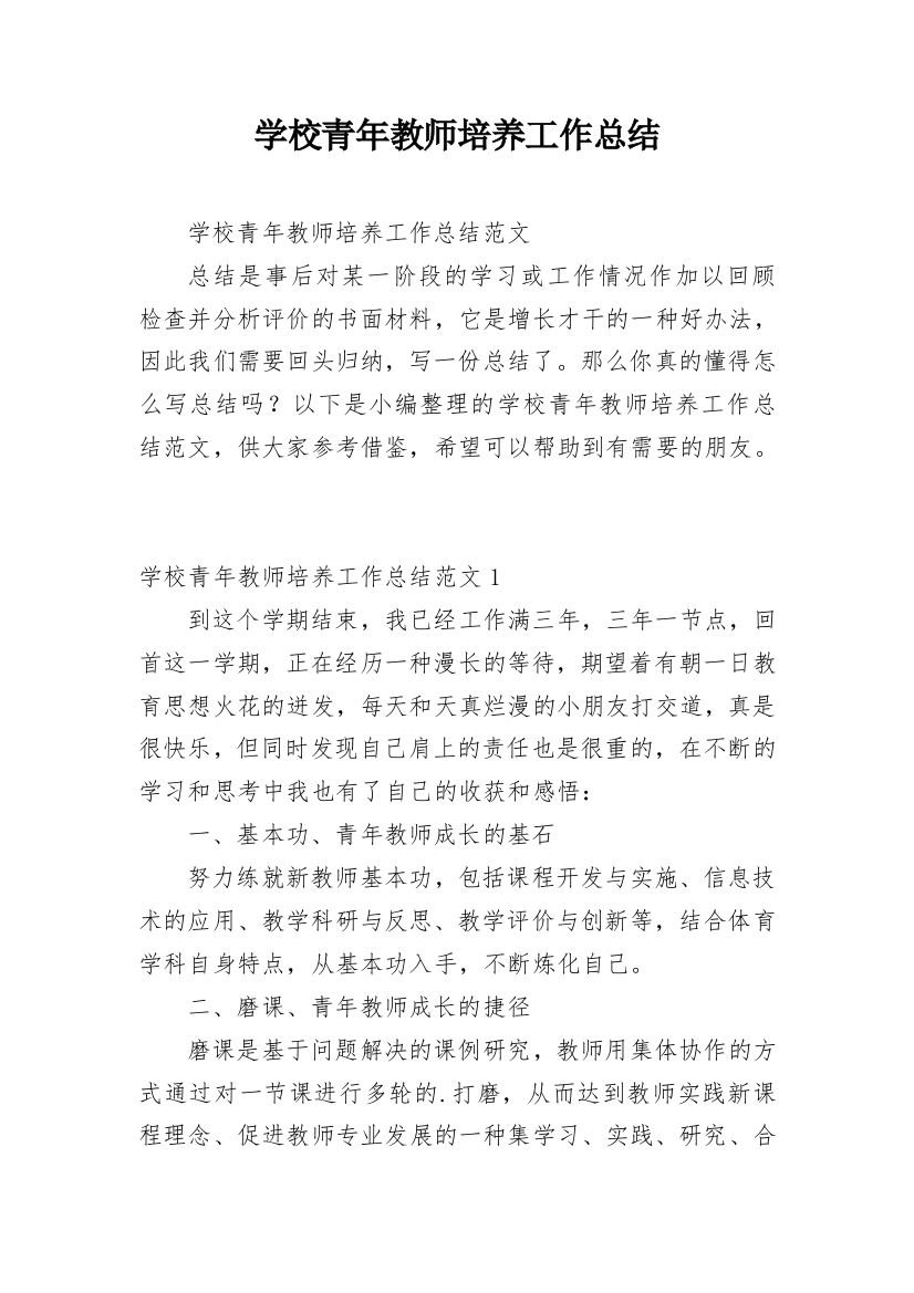 学校青年教师培养工作总结_3