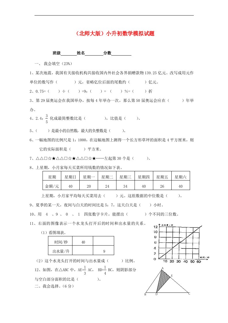 六级数学