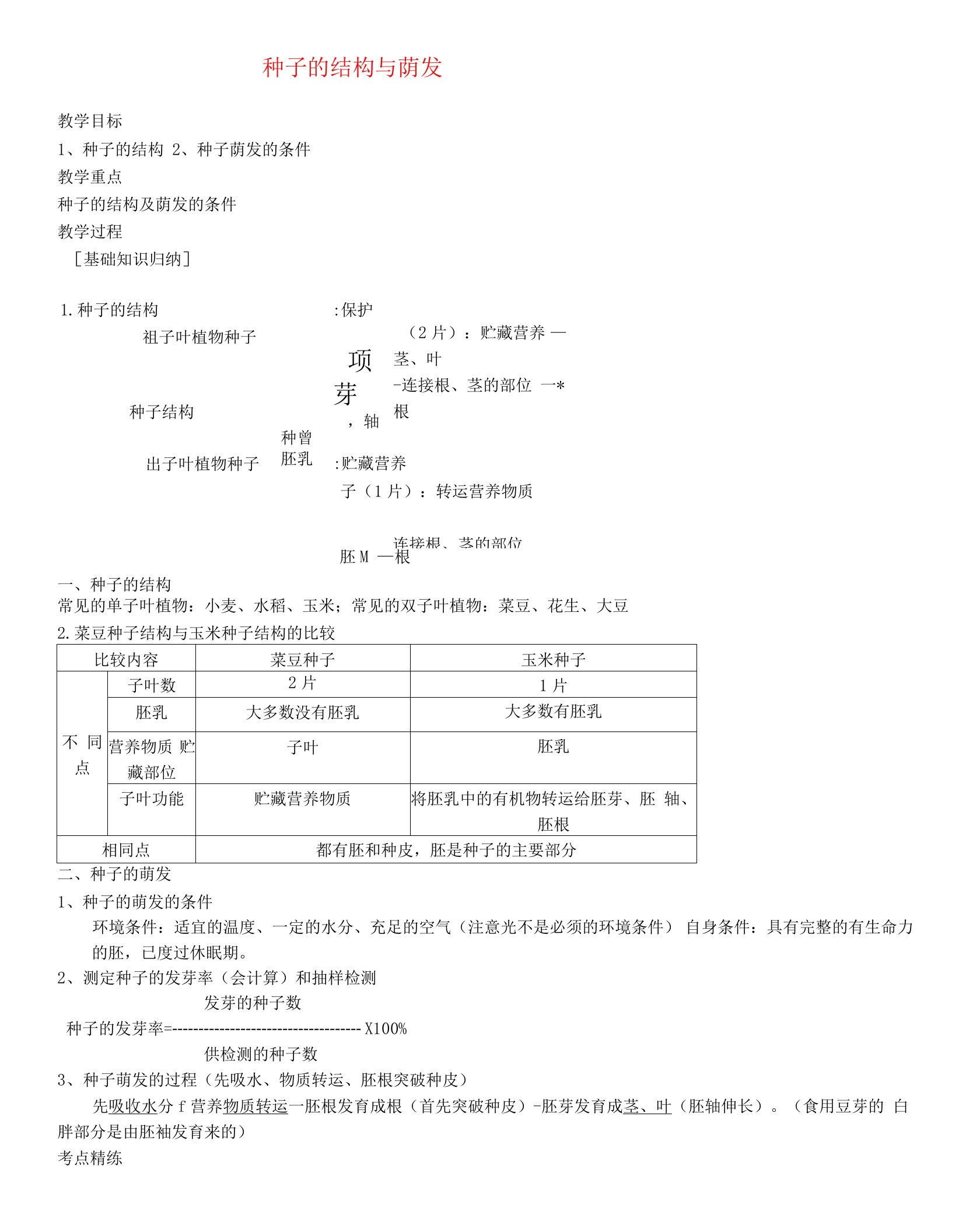 学案种子的结构与萌发