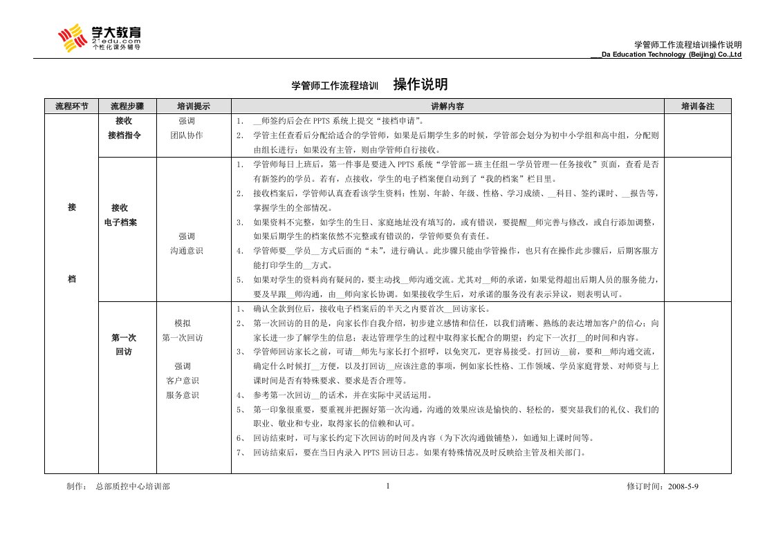 学管师工作流程培训操作说明