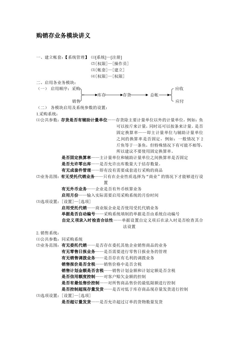 购销存业务模块讲义(图示)