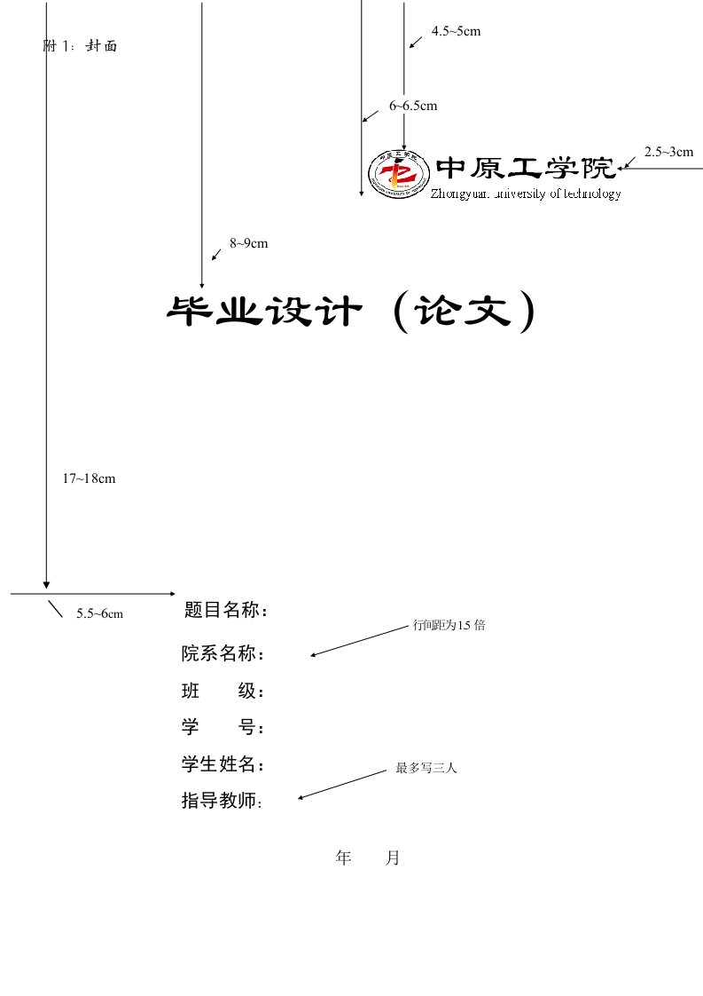 中原工学院电子信息学院本科毕业设计规范化补充规定及封面模板