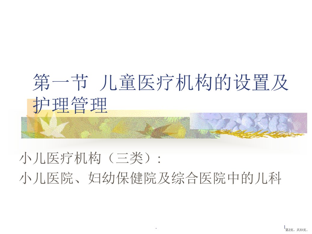 儿科护理学第二版第三章PPT课件PPT33页