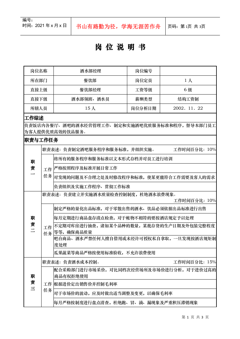 ajd_1206_x国际大酒店餐饮部岗位说明书-酒水部经理(doc)