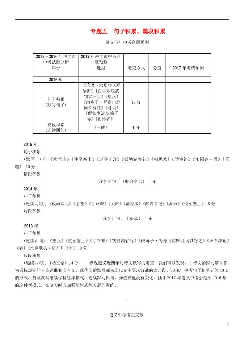 中考语文命题研究