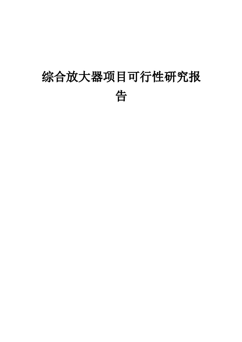 2024年综合放大器项目可行性研究报告