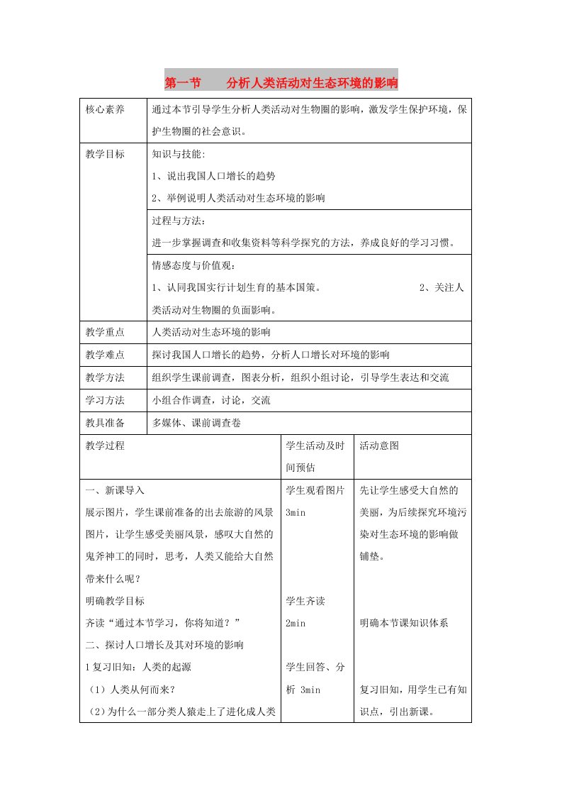 七年级生物下册