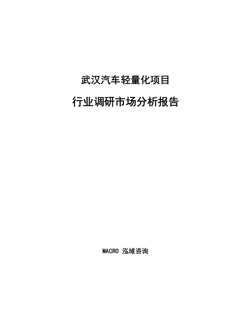 武汉汽车轻量化项目行业调研市场分析报告