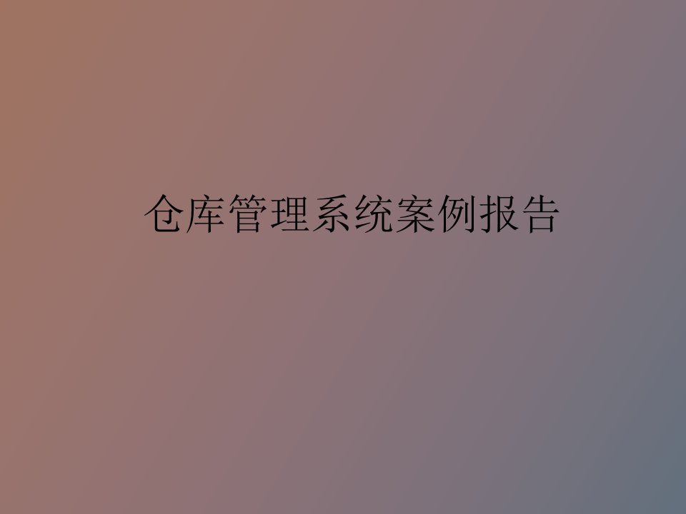 仓库管理系统案例报告