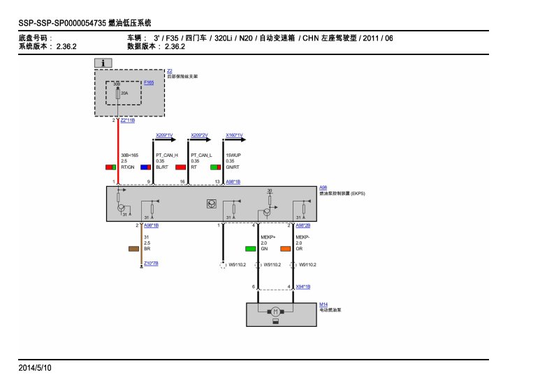 2011年宝马320Li(F35)燃油系统电路图