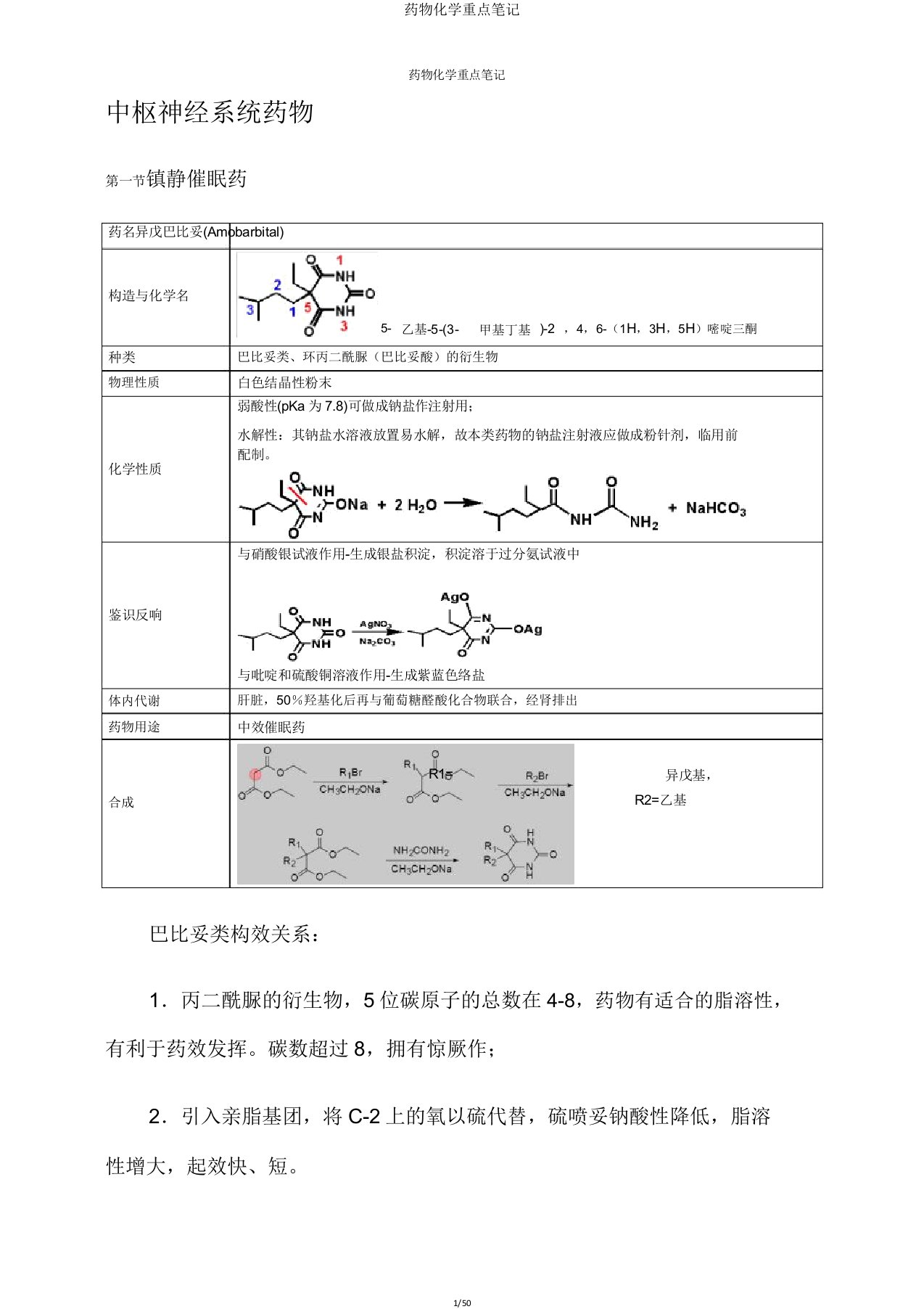 药物化学重点笔记