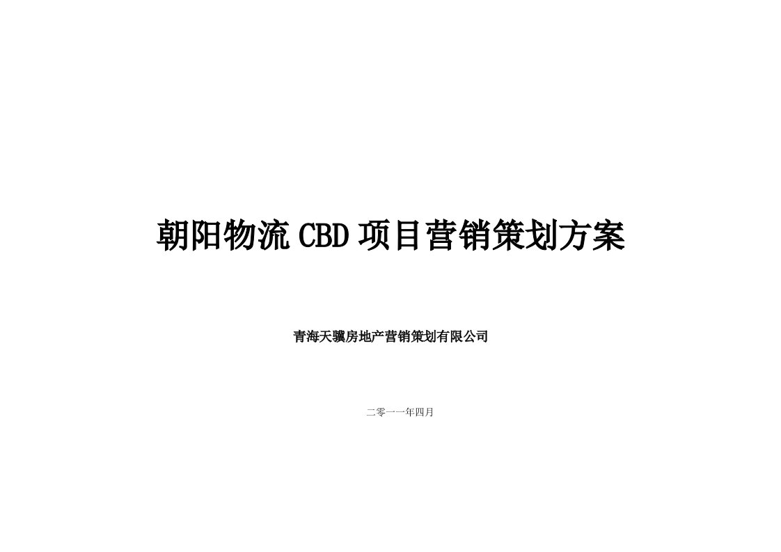 西宁市朝阳物流CBD项目营销策划方案80P