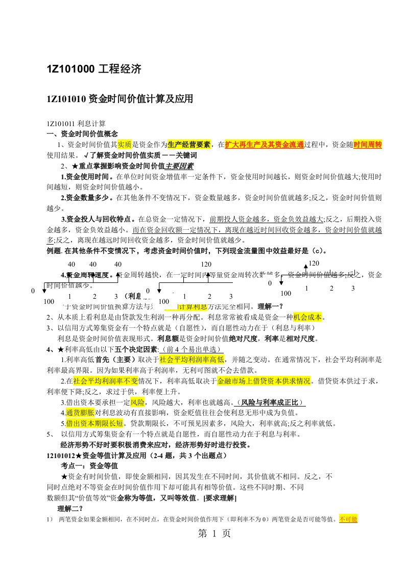 2019梅世强一建经济面授讲义总结重点重新整理