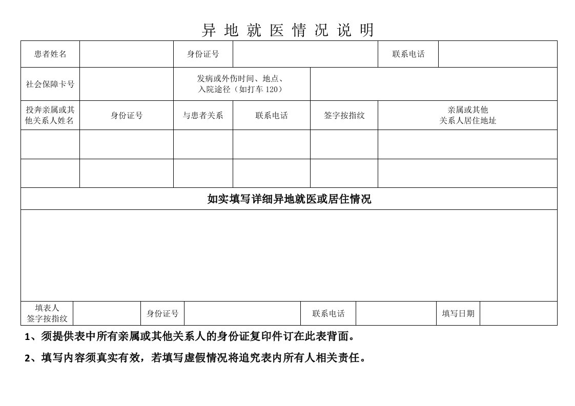 异地就医情况说明