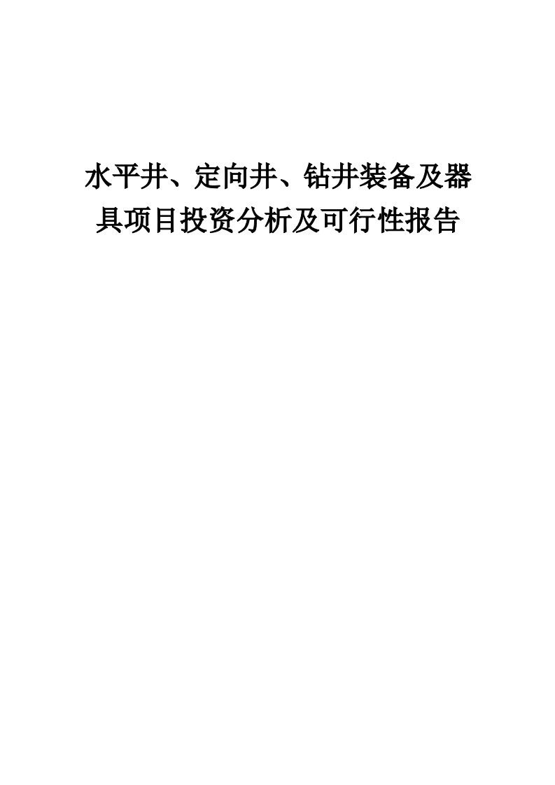 水平井、定向井、钻井装备及器具项目投资分析及可行性报告