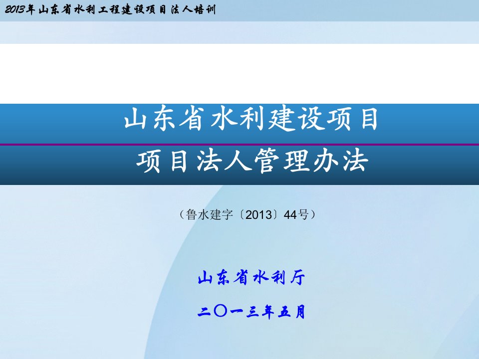 山东省水利建设项目项目法人管理办法