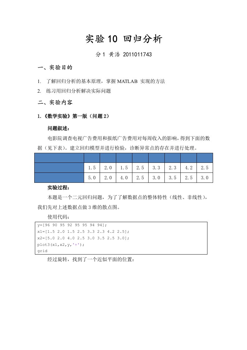 数学实验回归分析