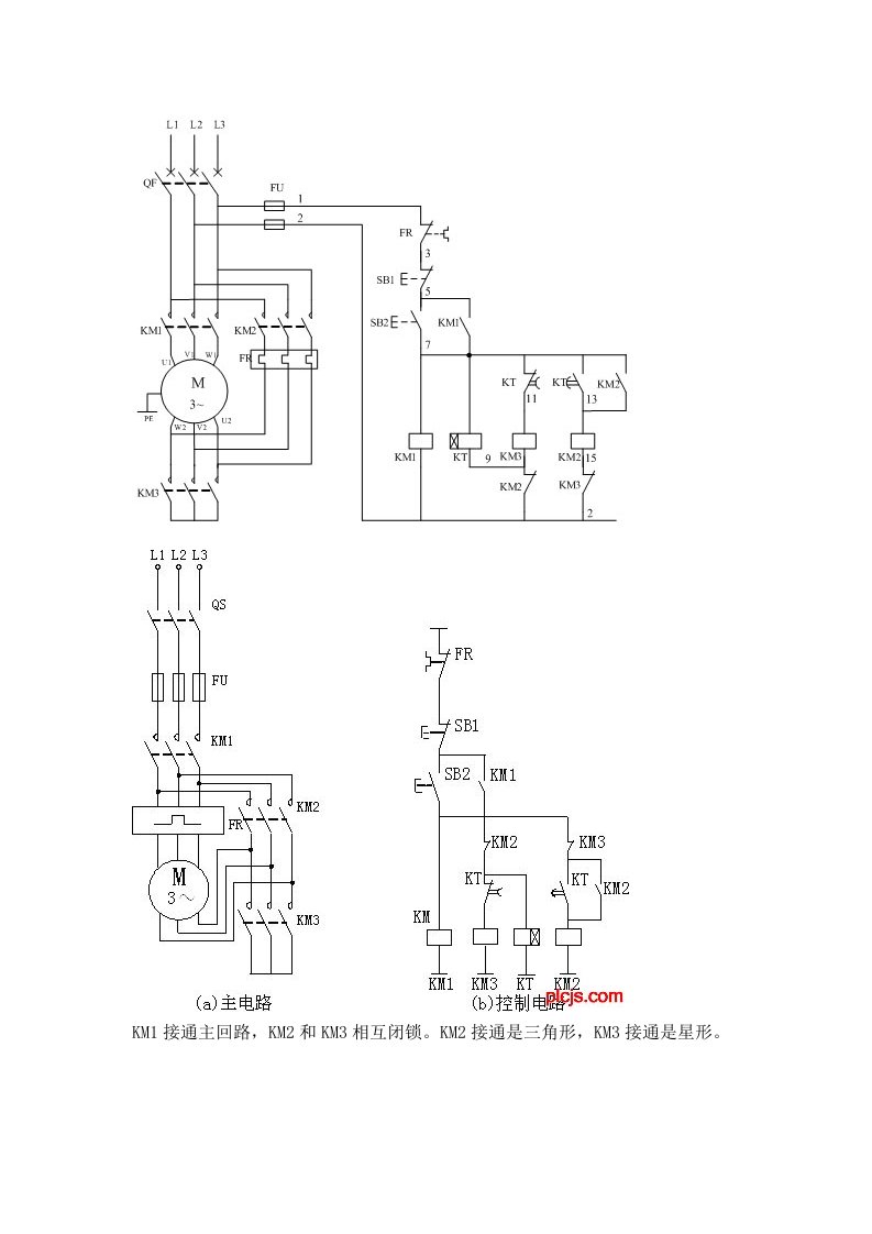 三相异步电动机的星形三角形降压启动控制电路