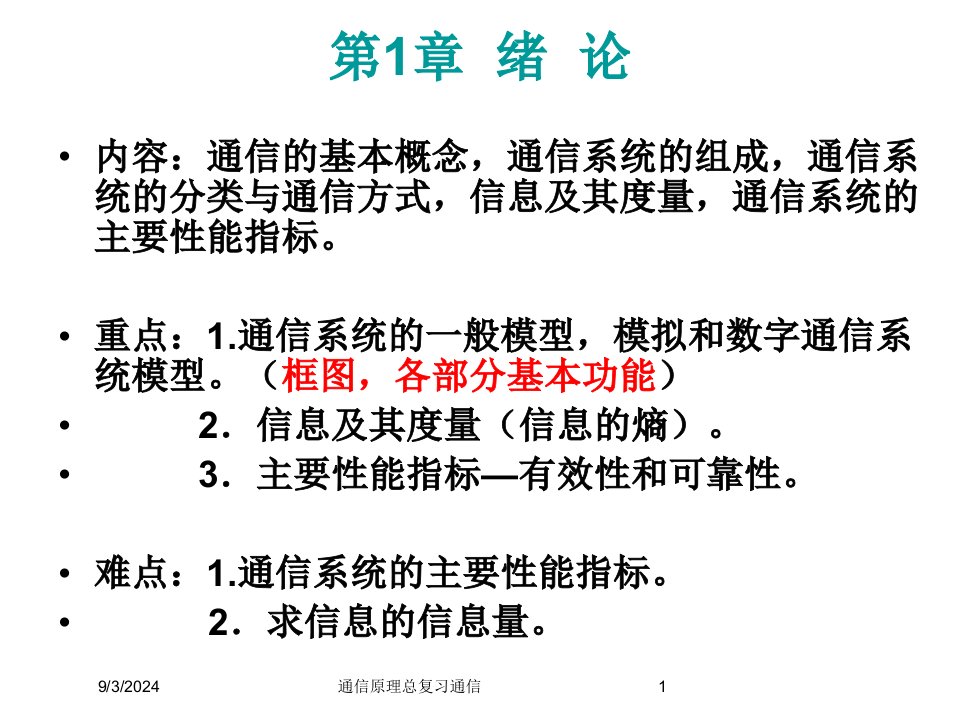 通信原理总复习通信讲义