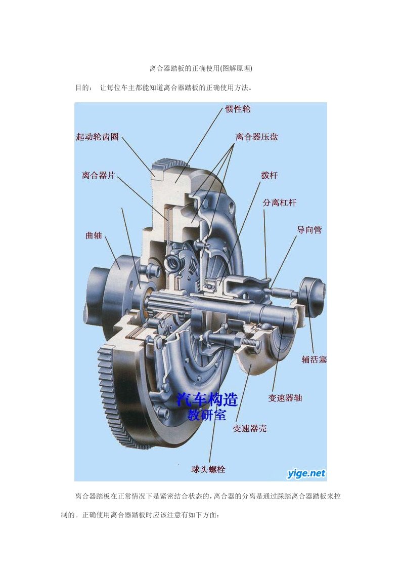 离合器踏板的正确使用(图解原理)