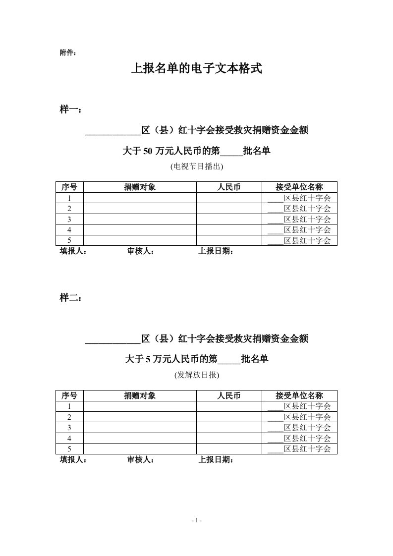 上报名单的电子文本格式