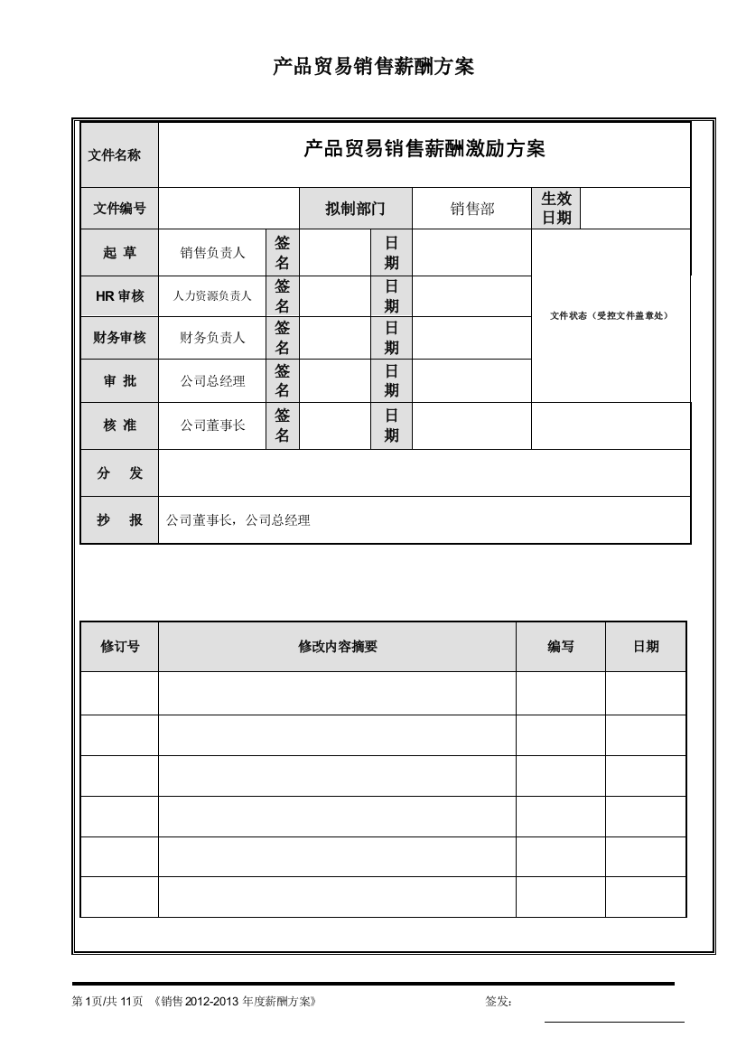 产品贸易公司销售薪酬方案