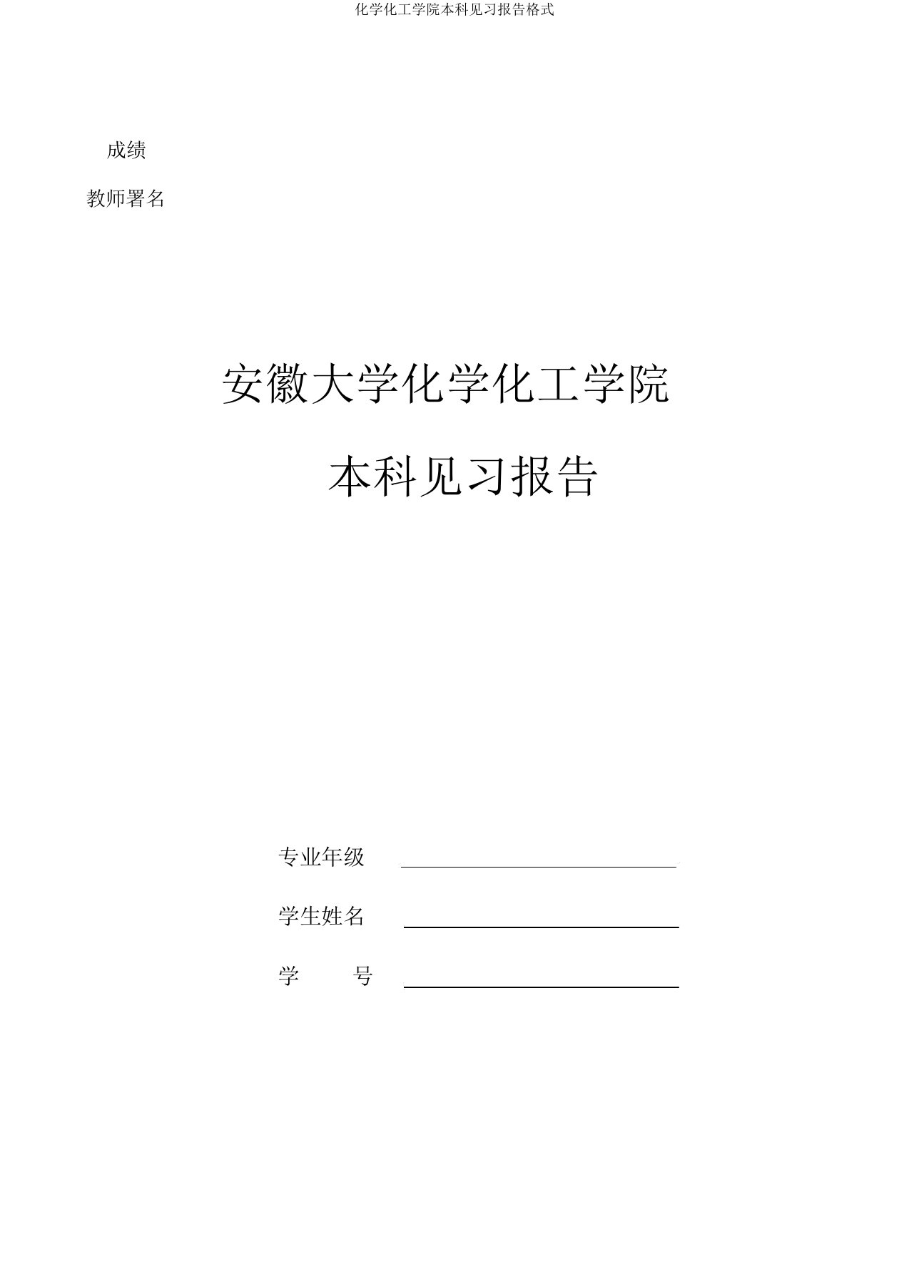 化学化工学院本科见习报告格式