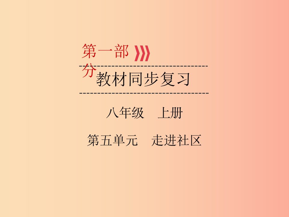 广西专用2019中考道德与法治一轮新优化复习八上第5单元走进社区课件