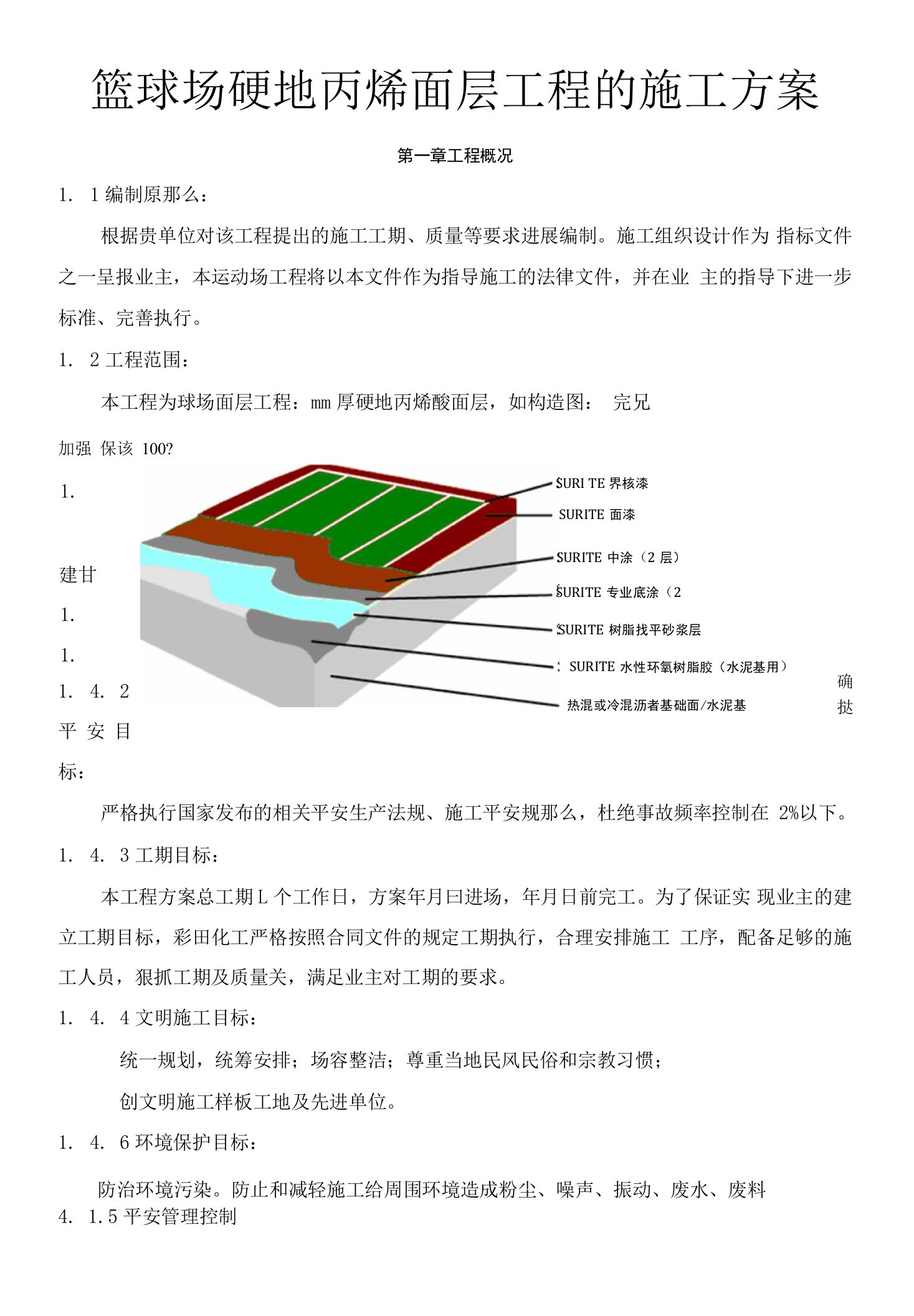 篮球场地面硬地丙烯酸工程施工组织方案