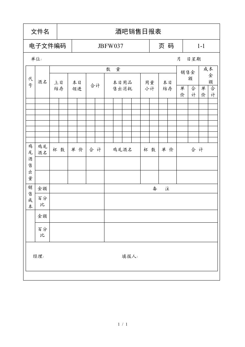 销售部日报表大全62