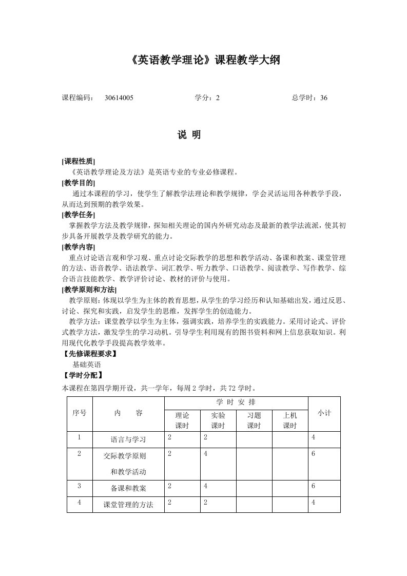 英语课程与教学理论知识