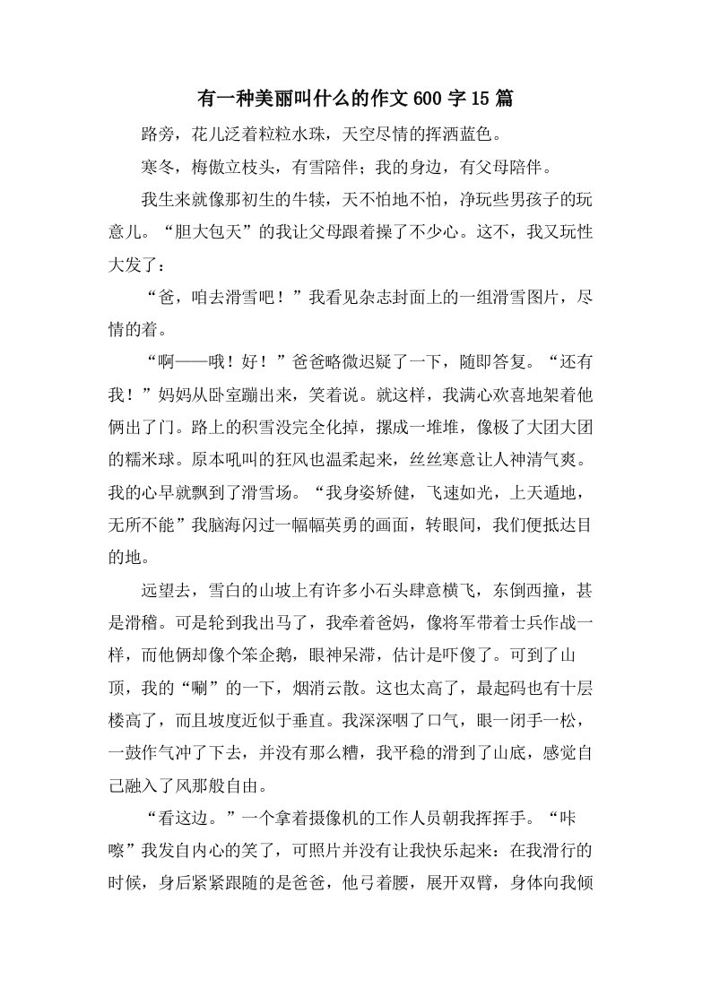 有一种美丽叫什么的作文600字15篇