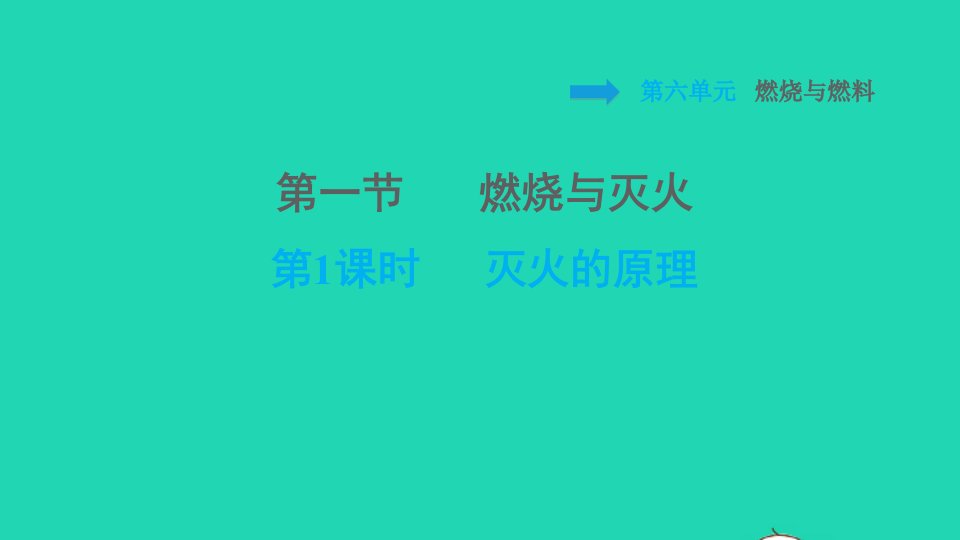 2021秋九年级化学上册第6单元燃烧与燃料6.1燃烧与灭火第1课时灭火的原理习题课件鲁教版