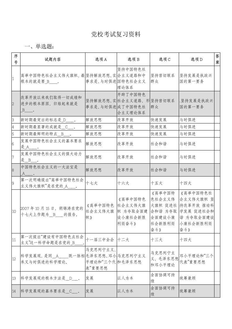 党校考试复习资料