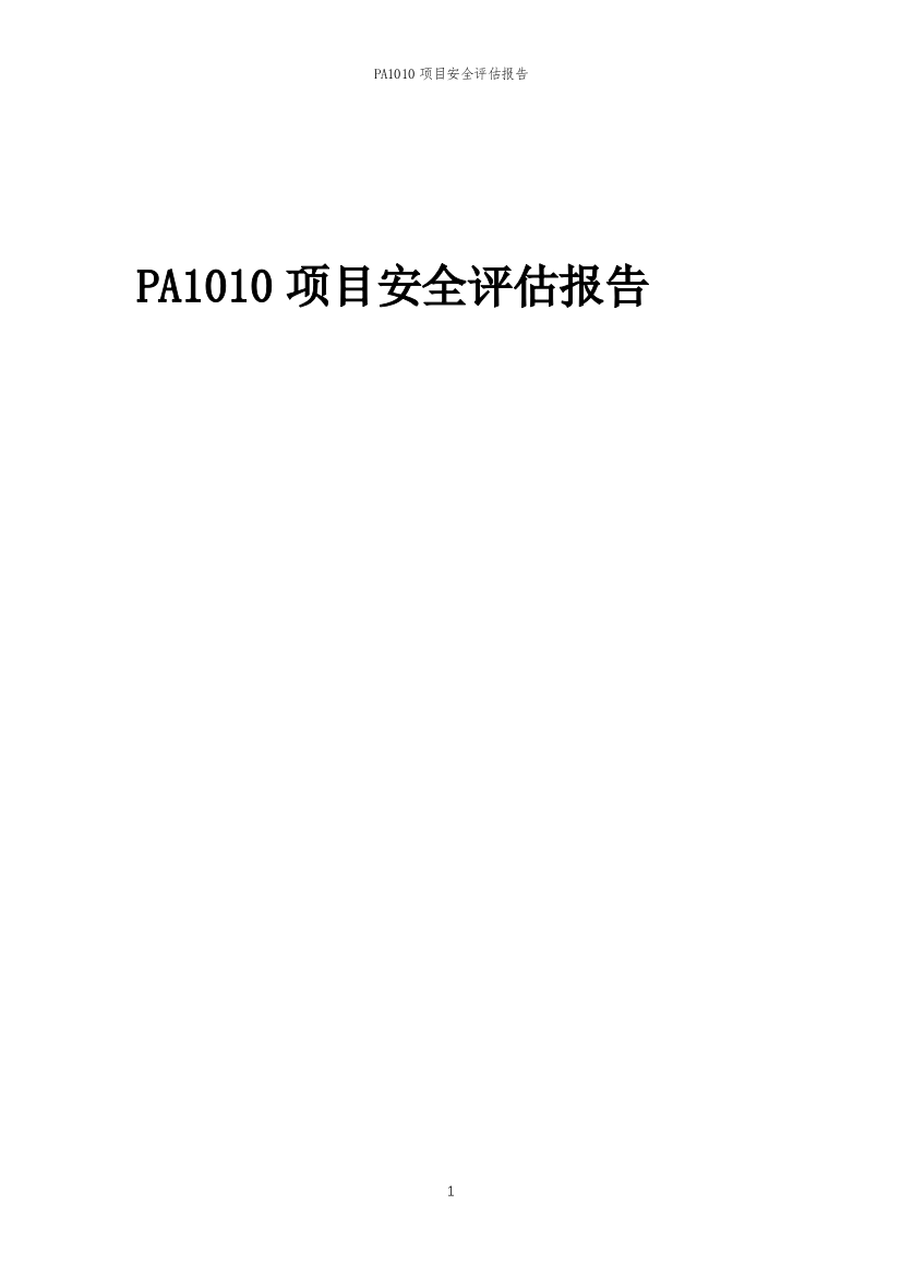 PA1010项目安全评估报告