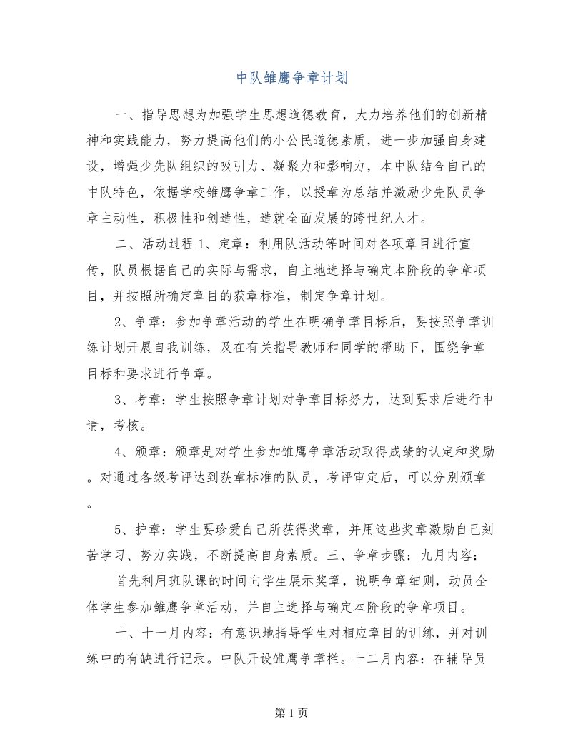 中队雏鹰争章计划